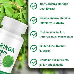 קפסולות עלי מורינגה של OLLI OEM, תוסף תזונה לבריאות העור והמעיים, עם תמיכה אנרגטית נוגדת חמצון, חיזוק מערכת החיסון, בטוח. - Product Image 4