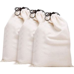 Customizable Canvas Cotton <b>Drawstring</b> Bag with Double String Reusable <b>Pouch</b> for Shopping and Fruit Features Custom Logo Print - Product Image 1