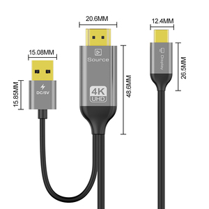 Nuovo A426 4K HDMI a tipo <span class=keywords><strong>C</strong></span> con alimentazione USB 60hz 18Gbps schermo Mirroring esteso in lega di alluminio cavo adattatore per Audio - Product Image 3