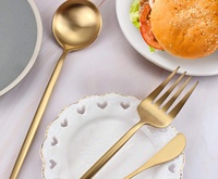 Ensemble d'ustensiles de service en acier inoxydable robuste pour buffet de restaurant, banquet, grand ensemble de couverts de service dorés, ensemble de couverts à dessert