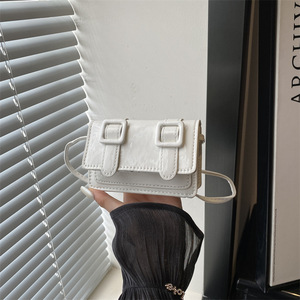 women glossy mini <b>crossbody</b> <b>bag</b> double square buckle decor small shoulder purse trendy slim rectangle messenger <b>bag</b> for girls - Product Image 2