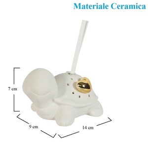 Bomboniere in Ceramica a Forma di Tartaruga con Diffusore a Cuore Dorato 14x9x7 Cm per Regali di Matrimonio - Product Image 2