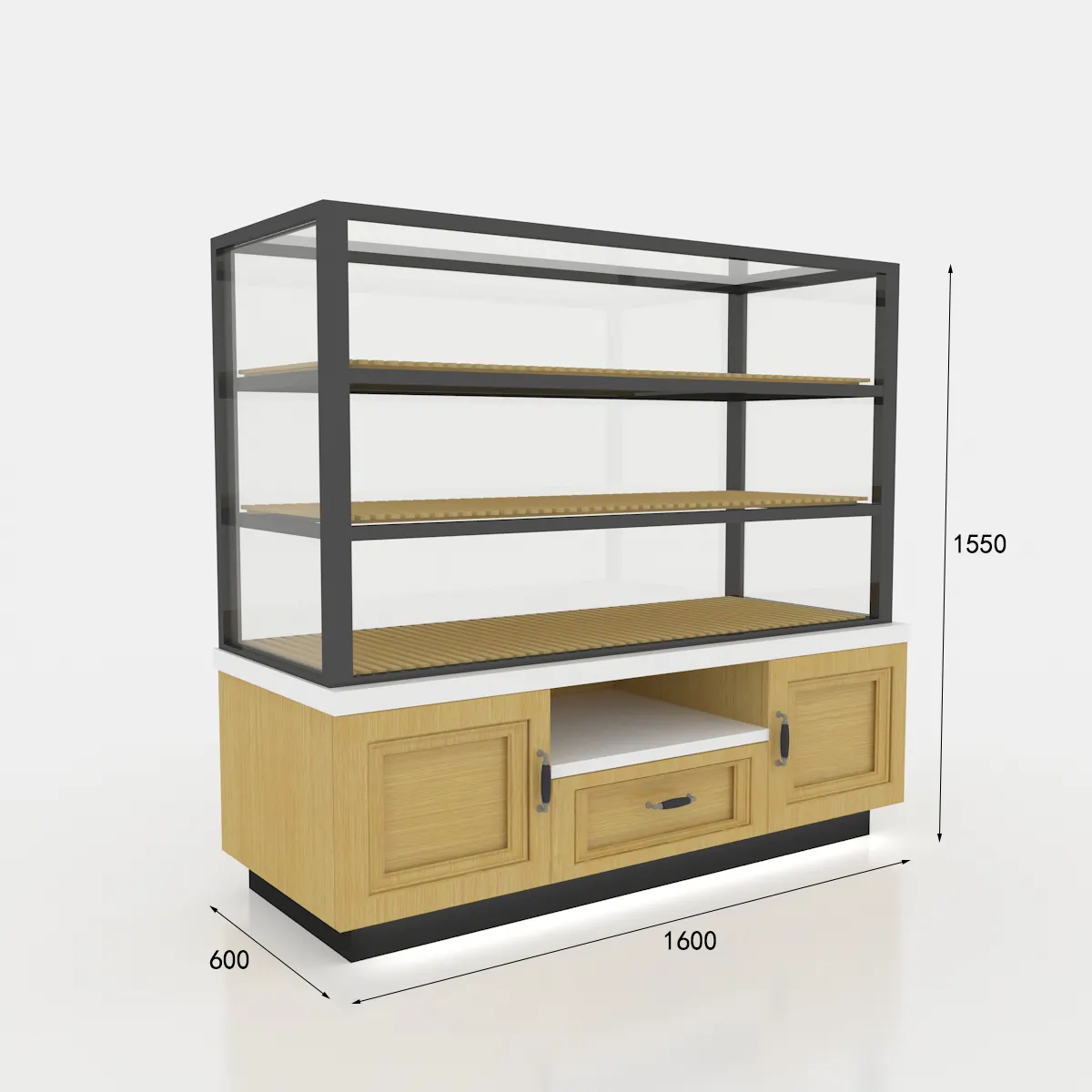 Soporte de panadería personalizado de fábrica, marco de madera, vitrina de pan, estantes de panadería