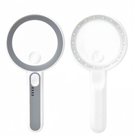 30X LED Illuminated Glass Magnifier Handheld Large Screen with 3 Modes for Reading