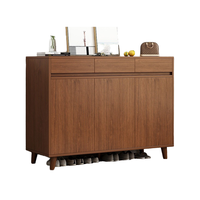 Armoire à chaussures Dareko en bois de noyer moderne, étagères multi-niveaux, tiroirs en plastique et métal durables, montage facile pour la maison