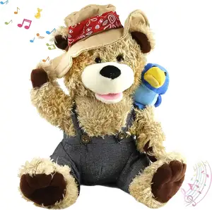 Children Electronic Singing Teddy Bear Cow boy Stuffed Animal Electronic Interactive Toy Electronic Plush Toys