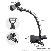 Support de téléphone de bureau à pince avec flexible métallique de 21 cm, vis de 1/4 de pouce, support de téléphone col de cygne, pince de tube pour diffusion en direct