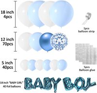 Kit de guirlande d'arche de ballons bleu et blanc, ballons bleus et blancs pour bébé garçon, décorations de fête prénatale, ballons de révélation de sexe