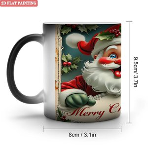 Taza Mágica Negra Esmerilada de 11 oz, Taza de Cerámica que Cambia de Color con el Calor, Diseño Navideño de Santa Claus - Product Image 1