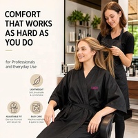 Robe Kimono de Coiffure et Esthétique pour Femme, Personnalisable avec Logo Client, pour Salons de Coiffure, SPA et Barbiers – Noir, Blanc, Marron