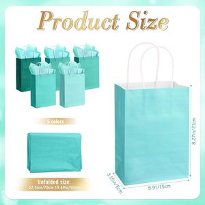 Factory Wholesale Custom Printed Teal Blue Durable Eco-Friendly Biodegradable Kraft Paper <b>Gift</b> <b>Bags</b> with Handles - Product Image 2