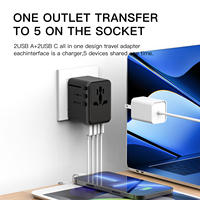 Adaptateur de voyage universel Adaptateur secteur international Prise USB Tout-en-un Alimentation USB Type-C Chargeur mural