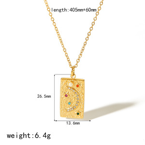 Geometric Sun Moon Stars Pendant Necklace <b>Titanium</b> Steel 18k Gold Plated Bezel Setting Gift Jewelry Fashion Charm - Product Image 4