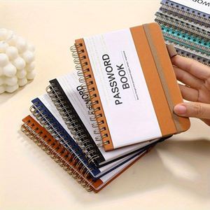 Alphabetical Tabs Spiral Notebook Organizer Leather Hardcover Internet Logbook Password <b>Journal</b> 100 Sheet A5 Thread Sewing Bound - Product Image 1