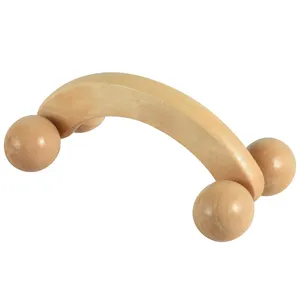 Best-Sell 4 Ball Wooden Handle Roller Massage Tools Wooden Body Massager for Neck Shoulder Arms Legs Body