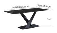 Table à manger de cuisine en marbre artificiel, table rectangulaire, de luxe unique, 6 places