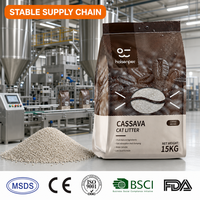 Litière pour chat en fibres végétales de manioc, agglomération rapide, anti-odeur, faible poussière, vente en gros, fabricant, OEM, marque privée, approvisionnement en vrac