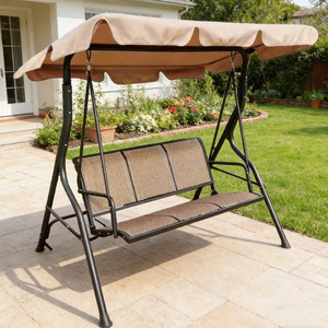 Fauteuil suspendu de <span class=keywords><strong>jardin</strong></span> moderne 3 places avec auvent, siège confortable pour terrasse, utilisation extérieure, cour, parc - Product Image 2