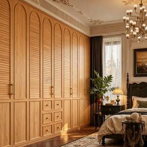 Armoire en bois de style américain sur mesure BALOM, meubles de chambre à coucher sur mesure, placard en bois intégré de luxe, armoire de rangement - Product Image 4