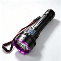 Lampe torche UV LED rechargeable haute puissance 30W 365nm 395nm, corps en alliage d'aluminium robuste, IP65, charge USB, noire, pour le camping