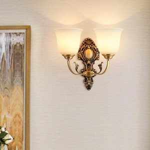 American Style Wall Lamp Copper Body Crystal Shade <b>LED</b> <b>Light</b> Source Bedroom Living <b>Room</b> Lighting Fixture - Product Image 4