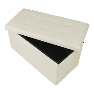 Pouf rectangulaire 80x40x40cm, siège double rembourré, repose-pieds avec rangement, couleur noire - Product Image 1