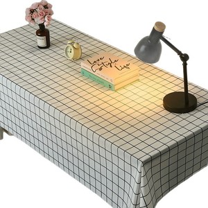 Mantel rectangular con patrón a cuadros, PEVA, impermeable, resistente al aceite, lavable, para escritorio, mesa de café, uso doméstico - Product Image 2