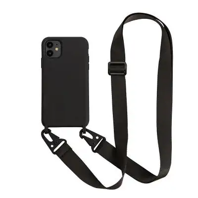 Vloeibare Siliconen Ketting Mobiele Telefoon Case Met Lanyard Neck Strap Touw Koord Voor Iphone 12