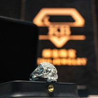 Bague Crâne en Argent Sterling S925 pour Hommes, Style Hip Hop, Personnalisée, Sertie de Moissanite, Tête de Mort en Os
