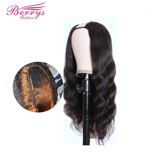 Parrucche Berrys Fashion in Capelli Umani Vergini Brasiliani Remy, Senza Pizzo, Ondulate, con <span class=keywords><strong>Parte</strong></span> a U, Densità 150%, Durata <span class=keywords><strong>2</strong></span> Anni - Product Image 1