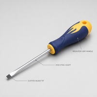 Ensemble de tournevis à tête fendue magnétique avec poignée en acier, 8 pièces, pour projets domestiques, OEM, industriel, bricolage