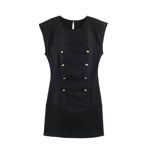 Vestido Mini sin Mangas Personalizado para Mujer, Verano 2026, con Detalle de Botón Tipo Nudo de Rana, Corte Ajustado, Vestido Corto OEM por Fábrica China - Product Image 1
