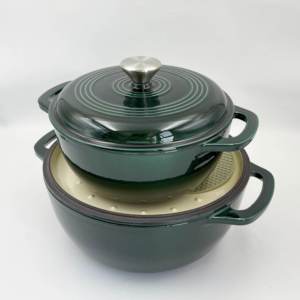 Tùy Chỉnh Cổ Điển Màu Xám Màu Xanh Gang Hà Lan Lò 23Cm & 28Cm Không Dính Men Nồi Hộ Gia Đình Nhà Bếp Đúc Sắt Nấu Ăn Nồi Soong - Product Image 2