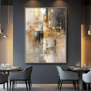 Mới nhất thiết kế Acrylic trung tính Vàng tác phẩm nghệ thuật hiện đại tay sơn tường nghệ thuật trừu tượng sơn dầu cho khách sạn - Product Image 5