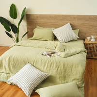 GOTS Européenne 100% Lin Prérétréci Organique Pur Lin Drap de Lit Lin Lin Housse de Couette Set Stone Washed Bedding