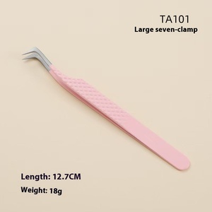 Alta precisão em aço inoxidável pinça cílios com Pink Fiber Tip e Gold Clip Beauty Tool para extensões - Product Image 6