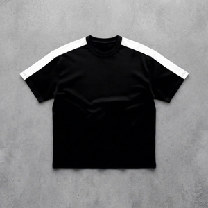 T-shirt pour homme à manches raglan contrastées, col rond, manches courtes, en coton, style streetwear décontracté, logo personnalisé imprimé, tricoté, 180 grammes - Product Image 1