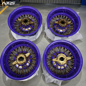 NJQS 13 Telli Lowider Beyaz Yanaklı Lastik Best100 /72 5x114.3 Krom Jantlar Renkli Tel Jantlar - Product Image 6