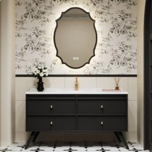 New French touch matte waterproof environmentally friendly large capacity modern French <b>bath</b> cabinet mirror - Product Image 3