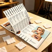 Brochure de catalogue de maquillage personnalisée en papier d'art imprimé sur mesure, couverture souple, reliure parfaite, plastification, impression de brochure de produits cosmétiques