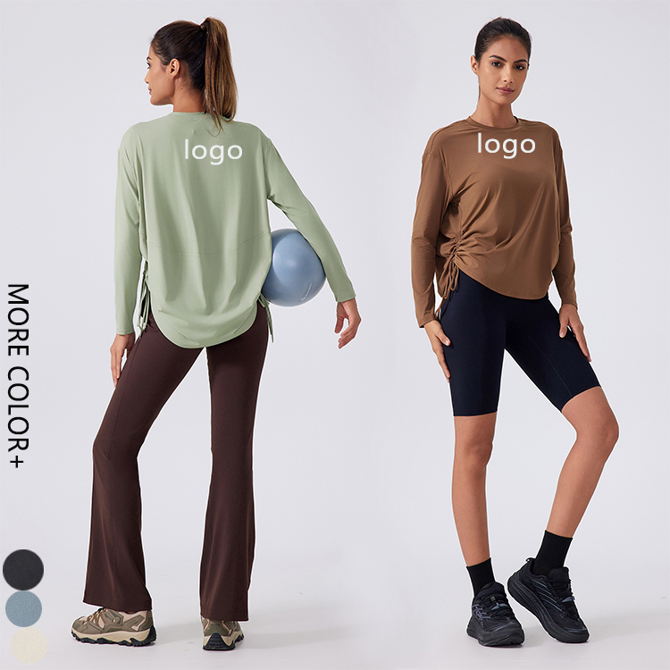 Round Neck Yoga Tops for Women Loose Quick-Drying Training Fitness Clothes Sport Tshirt Women Sport Tshirt Women Long Sleeve