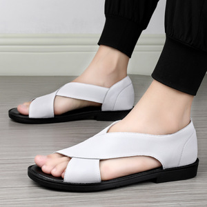 Men's Leather Sandals New Casual Men's <b>Shoes</b> Summer Outdoor Roman <b>Shoes</b> Soft Bottom Non-slip <b>Beach</b> <b>Shoes</b> - Product Image 2