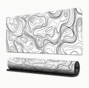 Tapis de souris de jeu grand format certifié BSCI avec <span class=keywords><strong>carte</strong></span> topographique, tapis de bureau noir avec base en caoutchouc antidérapante et bords surpiqués - Product Image 4