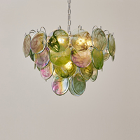 Lustre personnalisé pour restaurant de style villa nordique romantique, structure en fer, luminaires suspendus, verre artisanal, lustre LED pour salle à manger