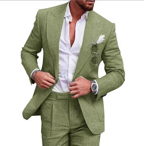 <span class=keywords><strong>Traje</strong></span> <span class=keywords><strong>de</strong></span> <span class=keywords><strong>lino</strong></span> coreano <span class=keywords><strong>de</strong></span> imitación <span class=keywords><strong>de</strong></span> 2 piezas para hombre, nuevo conjunto casual <span class=keywords><strong>de</strong></span> primavera con blazer <span class=keywords><strong>de</strong></span> solapa <span class=keywords><strong>de</strong></span> un botón y pantalón con abertura trasera - Product Image 3
