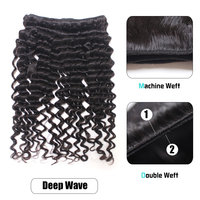 Extensiones de cabello malasio de onda profunda virgen de grado 12A Paquete de trama doble Pedido en línea Cabello malasio tejido natural humano