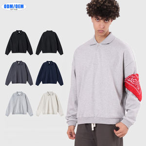 Sudadera de Forro Polar Oversize para Hombre, Estilo Urbano, Cuello Vuelto, Abertura Parcial en el Pecho, Diseño Liso, Colección Otoño - Product Image 1