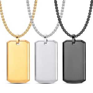 Collier pendentif rectangulaire épais pour homme, en acier titane poli, idéal pour le quotidien et les cadeaux - Product Image 2