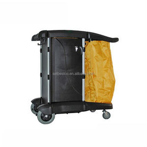 Chariot de nettoyage robuste pour le personnel d'entretien, chariot de rangement, organisateur, conception de sac de recharge, chariot utilitaire pour le nettoyage des installations hôtelières - Product Image 4