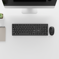 Combo de Teclado Inalámbrico Ergonómico Azul de Tamaño Completo, Delgado y Resistente al Agua, con Ratón Óptico de 2.4G y 1000 DPI para Oficina, 104 Teclas, OEM